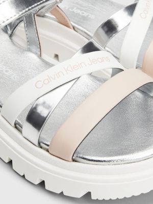 nude/silver kids sandals for girls calvin klein jeans