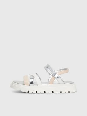 nude/silver kids sandals for girls calvin klein jeans