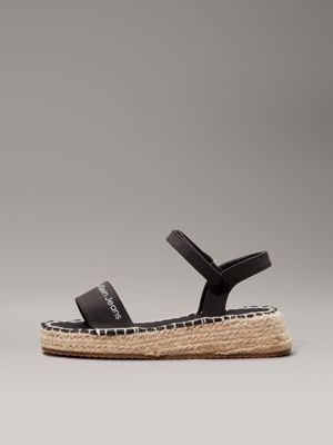 sandali con zeppa espadrillas bambino black da bambine calvin klein jeans