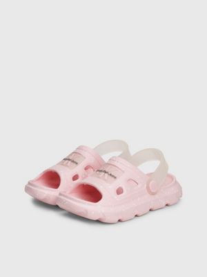 pink / white kids and toddlers clog sandals for girls calvin klein jeans