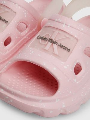 pink / white kids and toddlers clog sandals for girls calvin klein jeans