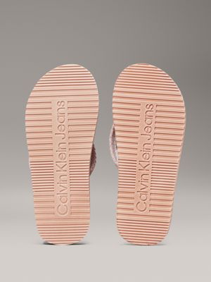 pink / white kids flip flops for girls calvin klein jeans