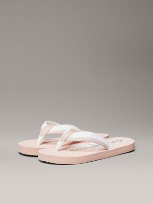 pink / white kids flip flops for girls calvin klein jeans