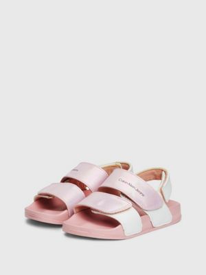 pink / white kids and toddlers velcro sandals for girls calvin klein jeans