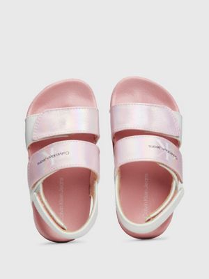 pink / white kids and toddlers velcro sandals for girls calvin klein jeans