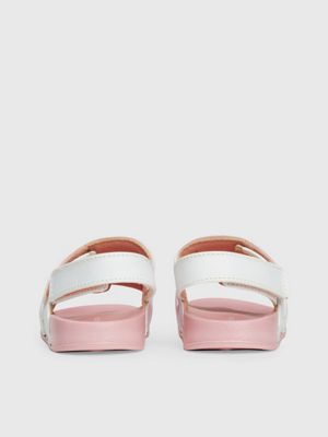 pink / white kids and toddlers velcro sandals for girls calvin klein jeans