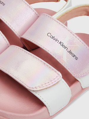 pink / white kids and toddlers velcro sandals for girls calvin klein jeans