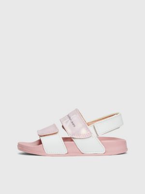 pink / white kids and toddlers velcro sandals for girls calvin klein jeans