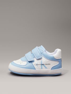 sky blue/white baby velcro trainers for boys calvin klein jeans