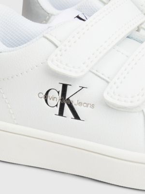 white / grey kids and toddlers velcro trainers for kids gender inclusive calvin klein jeans