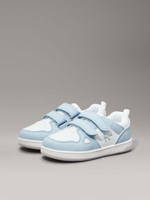 sky blue/white kids and toddlers velcro trainers for kids gender inclusive calvin klein jeans