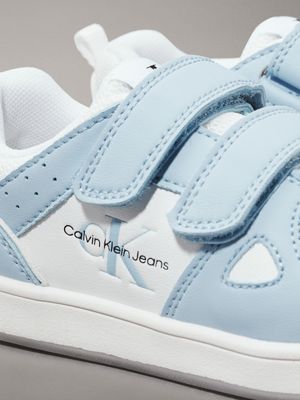 sky blue/white kids and toddlers velcro trainers for kids gender inclusive calvin klein jeans