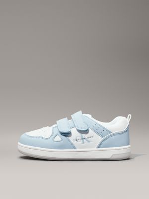 sky blue/white kids and toddlers velcro trainers for kids gender inclusive calvin klein jeans