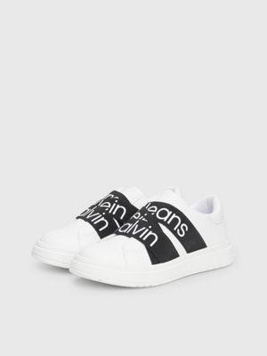 white / black kids slip-on trainers for kids gender inclusive calvin klein jeans