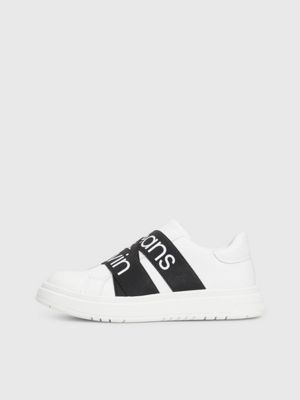 white / black kids slip-on trainers for kids gender inclusive calvin klein jeans