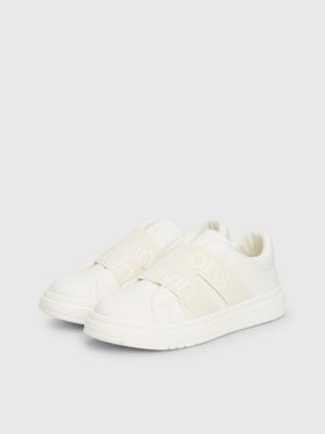 off white/beige kids slip-on trainers for kids gender inclusive calvin klein jeans