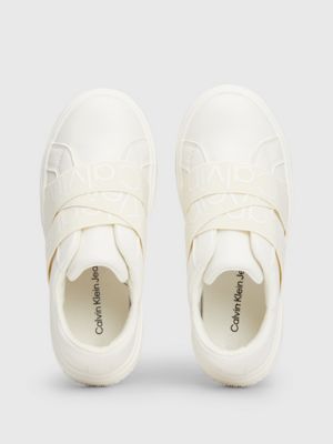 off white/beige kids slip-on trainers for kids gender inclusive calvin klein jeans