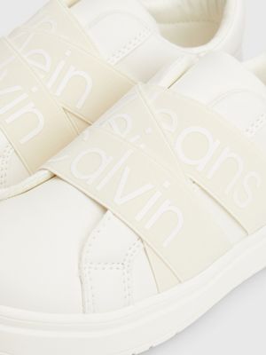 off white/beige kids slip-on trainers for kids gender inclusive calvin klein jeans