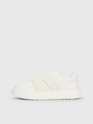 off white/beige kids slip-on trainers for kids gender inclusive calvin klein jeans