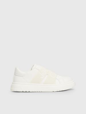 off white/beige kids slip-on trainers for kids gender inclusive calvin klein jeans