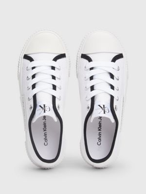 white kids canvas trainers for kids gender inclusive calvin klein jeans