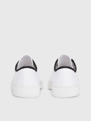 white kids canvas trainers for kids gender inclusive calvin klein jeans