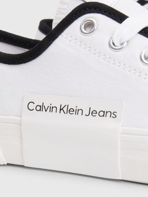 white kids canvas trainers for kids gender inclusive calvin klein jeans