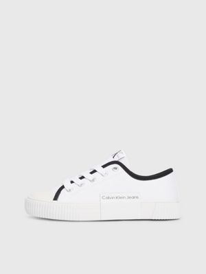 white kids canvas trainers for kids gender inclusive calvin klein jeans