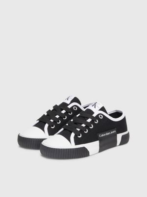 black kids canvas trainers for kids gender inclusive calvin klein jeans