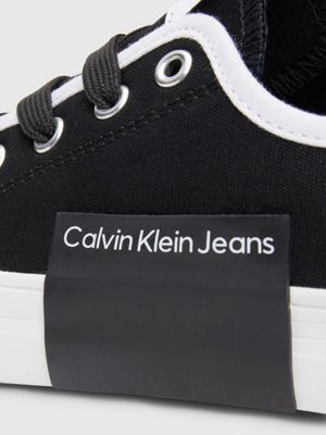 black kids canvas trainers for kids gender inclusive calvin klein jeans