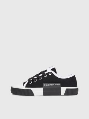 black kids canvas trainers for kids gender inclusive calvin klein jeans