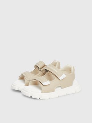 beige kids and toddlers velcro sandals for boys calvin klein jeans