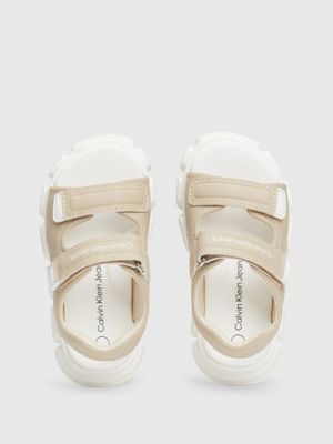 beige kids and toddlers velcro sandals for boys calvin klein jeans