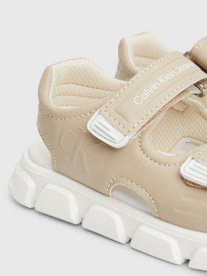 beige kids and toddlers velcro sandals for boys calvin klein jeans