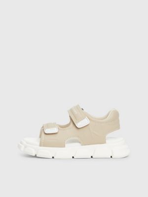 beige kids and toddlers velcro sandals for boys calvin klein jeans