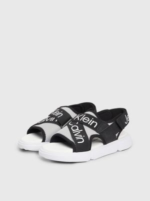 grey/black kids logo sandals for boys calvin klein jeans