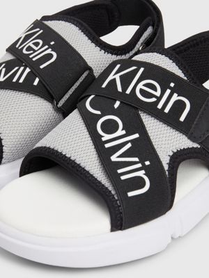 grey/black kids logo sandals for boys calvin klein jeans