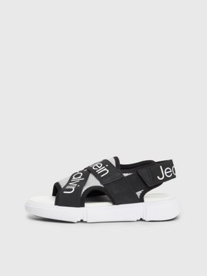 grey/black kids logo sandals for boys calvin klein jeans