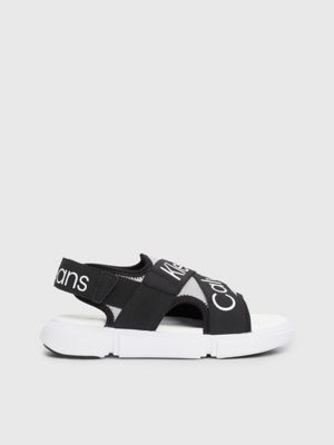 grey/black kids logo sandals for boys calvin klein jeans