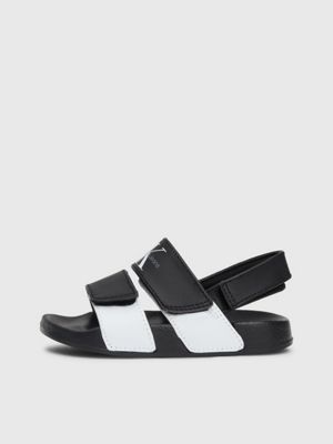 black/white kids and toddlers velcro sandals for kids gender inclusive calvin klein jeans