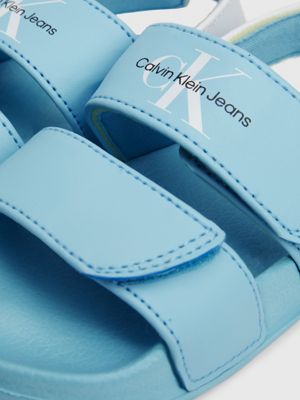 sky blue/white kids and toddlers velcro sandals for kids gender inclusive calvin klein jeans