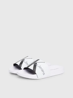 white kids logo sliders for kids gender inclusive calvin klein jeans