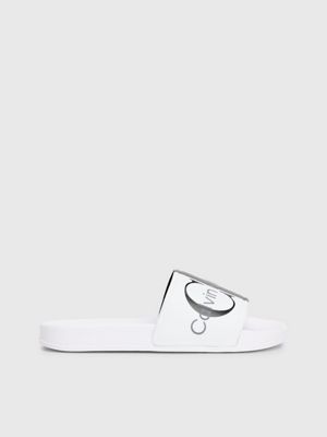 white kids logo sliders for kids gender inclusive calvin klein jeans