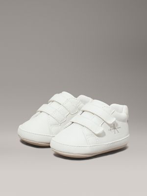 off white/beige baby velcro trainers for girls calvin klein jeans