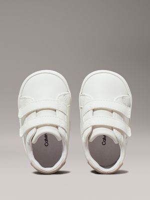 off white/beige baby velcro trainers for girls calvin klein jeans