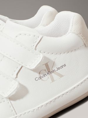 off white/beige baby velcro trainers for girls calvin klein jeans