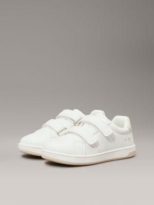 off white/beige toddlers and kids velcro trainers for girls calvin klein jeans