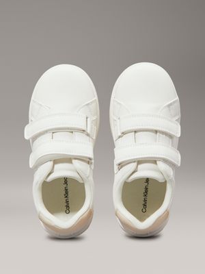 off white/beige toddlers and kids velcro trainers for girls calvin klein jeans