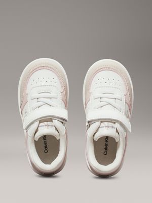 beige/off white/pink toddlers and kids velcro trainers for girls calvin klein jeans