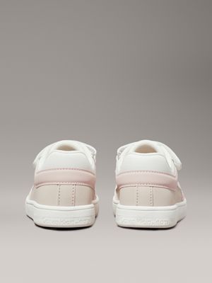 beige/off white/pink toddlers and kids velcro trainers for girls calvin klein jeans